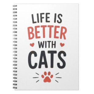 Livet är bättre med katter typografi kattälskare anteckningsbok