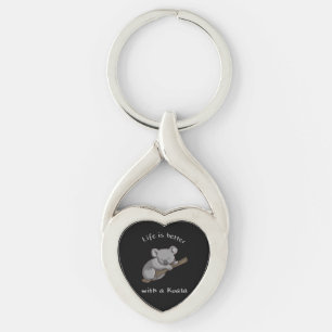 Livet är bättre med koala twisted heart silverfärgad nyckelring
