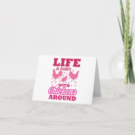Livet är bättre med kycklingar runt, Rosa BLANK Kort