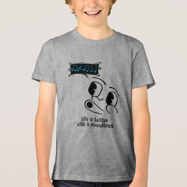 "Livet är bättre med ljudspår" T Shirt (Framsida)