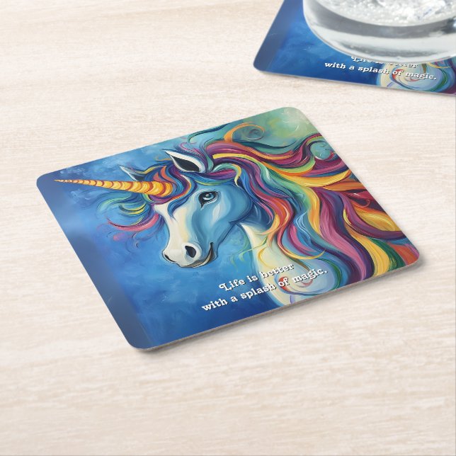 Livet är bättre med magiska stänk. underlägg papper kvadrat (Vinklad)