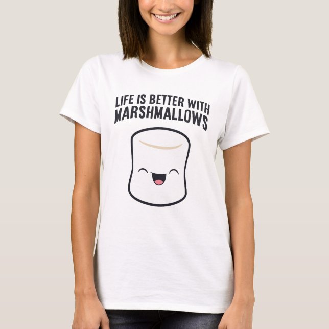 Livet är bättre med marshmallows, marshmallow t shirt (Framsida)