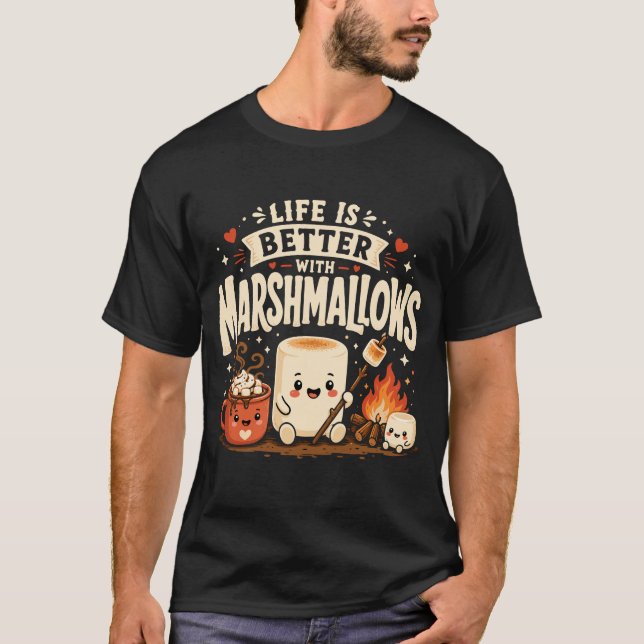 Livet är bättre med marshmallows t shirt (Framsida)
