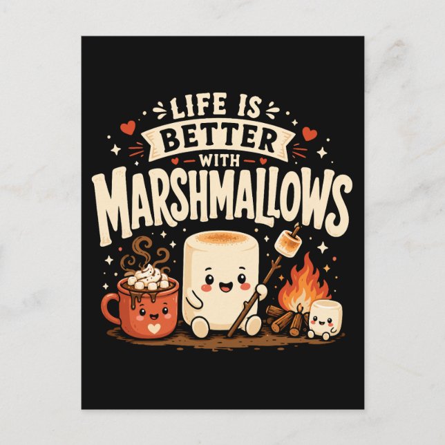 Livet är bättre med marshmallows vykort (Framsida)