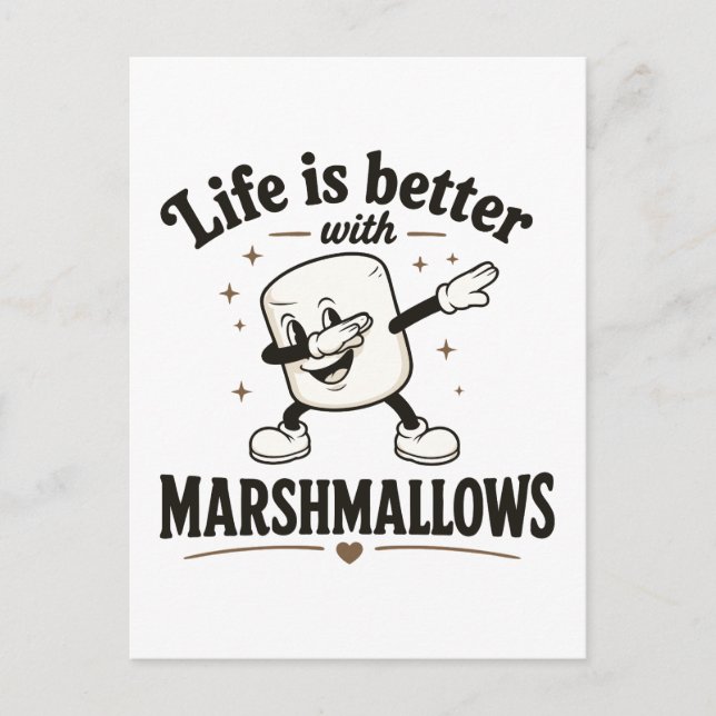 Livet är bättre med marshmallows vykort (Framsida)