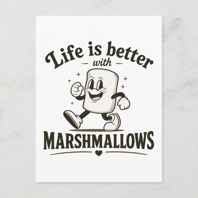 Livet är bättre med marshmallows vykort (Framsida)