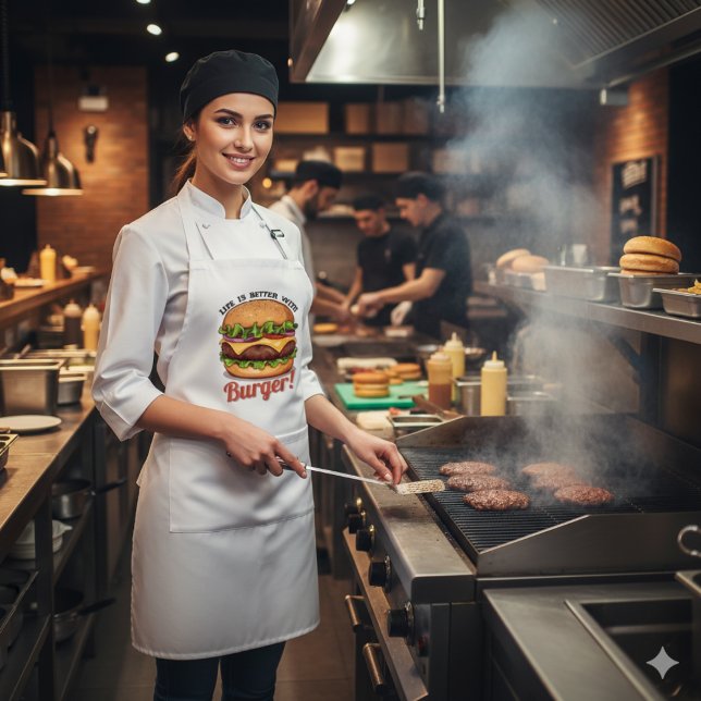 Livet är bättre med matlagning  Burgerförkläde Långt Förkläde (Skapare uppladdad)