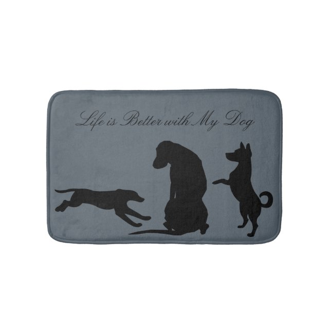 Livet är bättre med min Hund Silhouette Bath Mat Badrumsmatta (Framsidan)