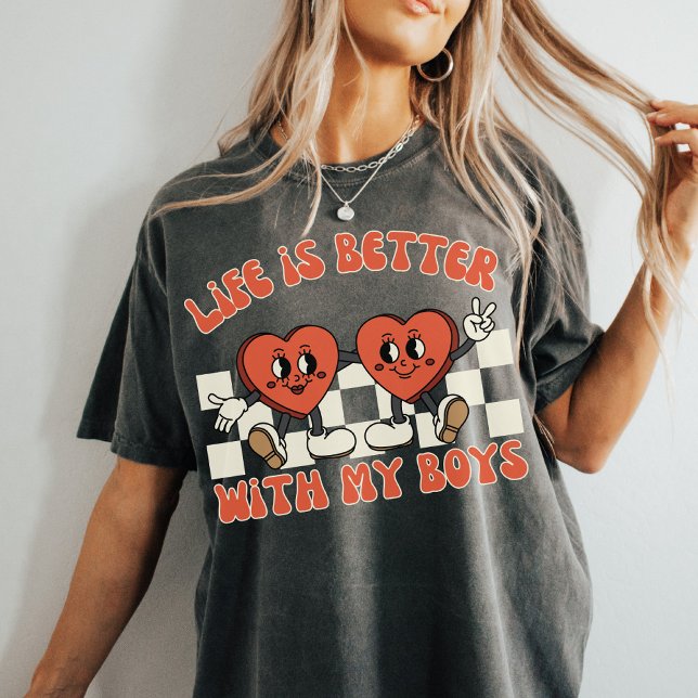 Livet är bättre med mina pojkar | Cute Boy Mamma M T Shirt (Skapare uppladdad)
