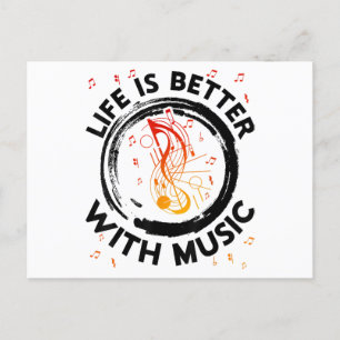 Livet är bättre med Musik noter Musician Music Lov Helg Vykort
