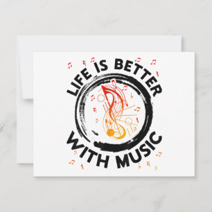 Livet är bättre med Musik noter Musician Music Lov Julkort