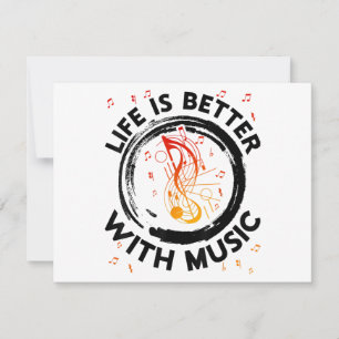 Livet är bättre med Musik noter Musician Music Lov Tack Kort