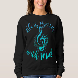 Livet är bättre med Musik noter Tonåring Flickor M T Shirt