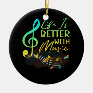 Livet är bättre med musikinläraren julgransprydnad keramik