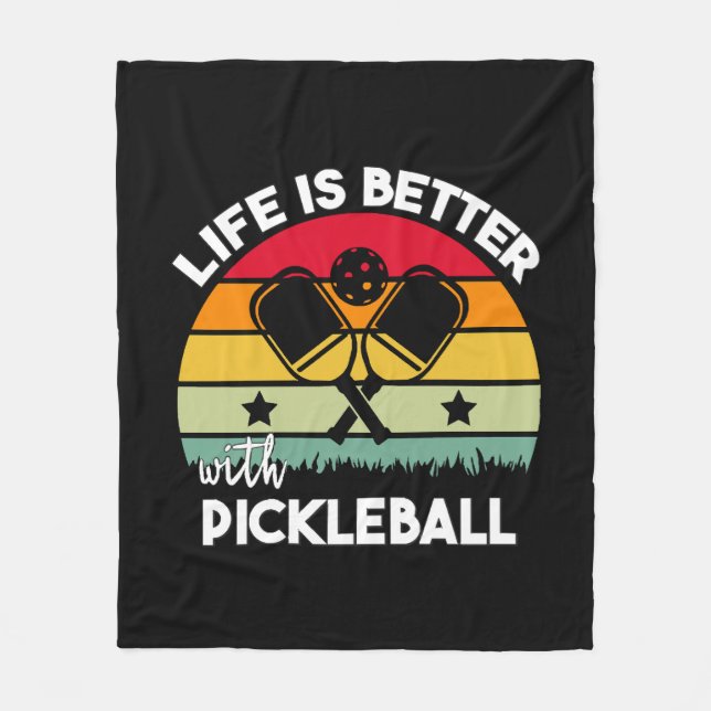 Livet är bättre med Pickleball Fleecefilt (Framsidan)