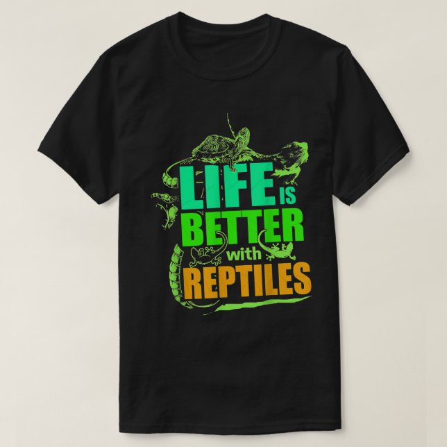 Livet är bättre med reptiler leopardgecko t shirt (Design framsida)