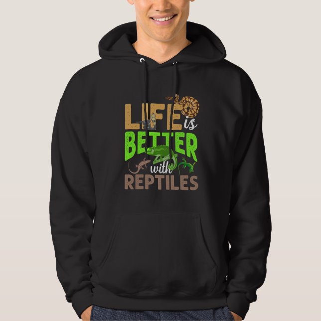 Livet är bättre med reptiles Gecko Chameleon-snake Hoodie (Framsida)