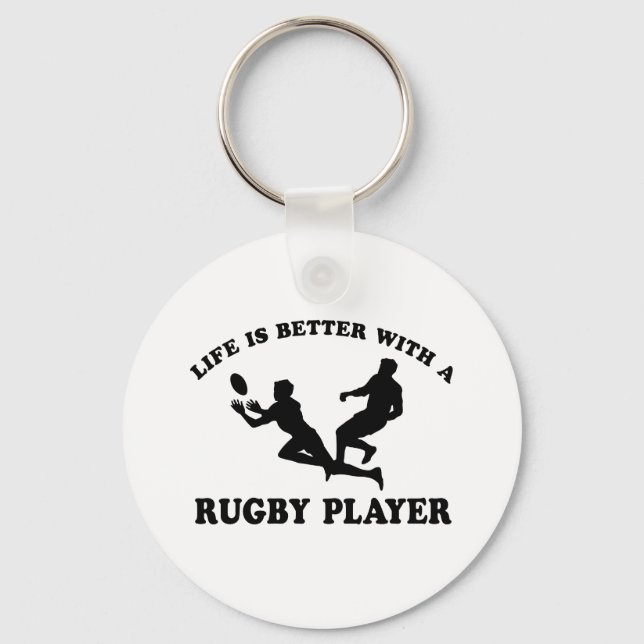 Livet är bättre med Rugby Player Nyckelring (Framsida)