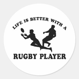 Livet är bättre med Rugby Player Runt Klistermärke