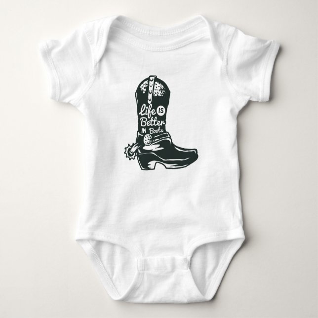 Livet är bättre med stövlar, cowbootstövlar t shirt (Framsida)
