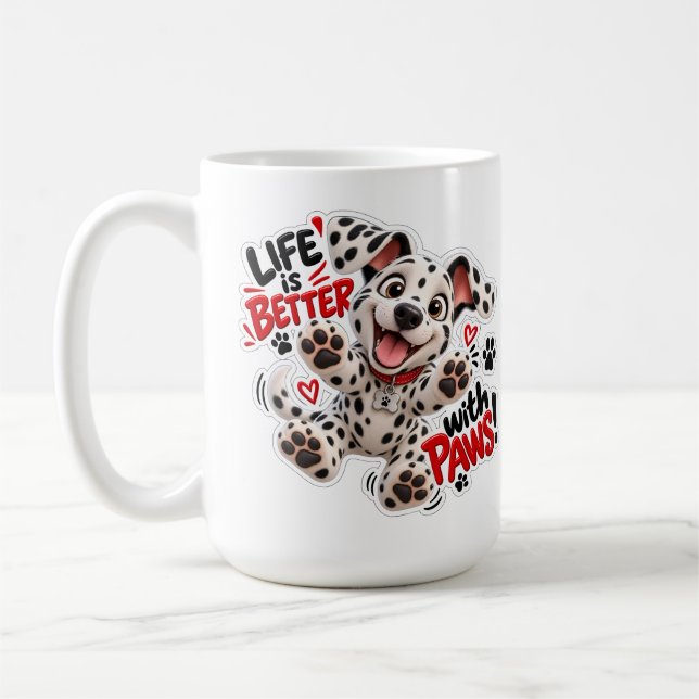 🐾☕ Livet är Bättre med Tass Dalmatiner Mugg 💖 (Vänster)