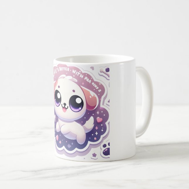 Livet är bättre med Tass Kawaii Puppy Djurälskare  Kaffemugg (Framsida höger)