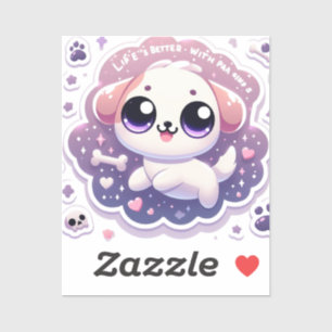 Livet är bättre med Tass Kawaii Puppy Vinyl Sticke Klistermärken