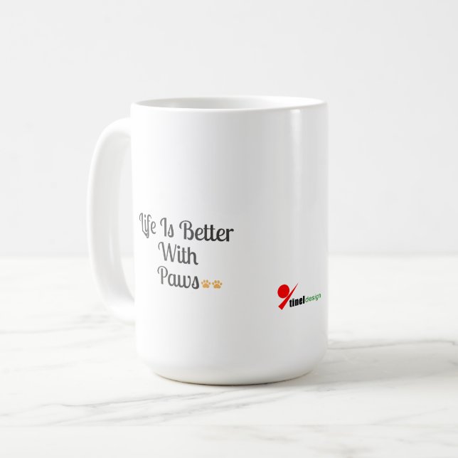 Livet är bättre med tassar kaffemugg (Framsida vänster)