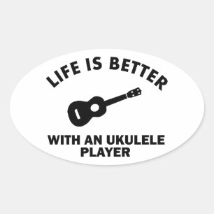 Livet är bättre med ukulele-spelare ovalt klistermärke