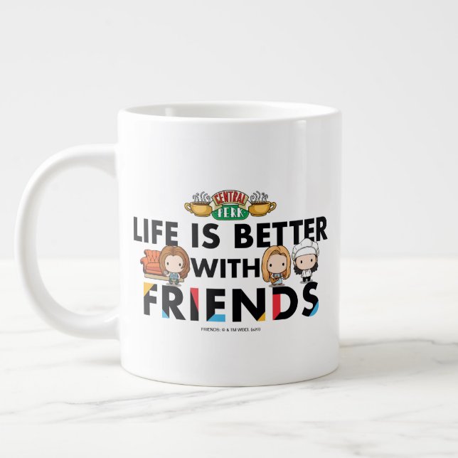 Livet är bättre med VÄNNER™ Chibi-konst Jumbo Mugg (Vänster)