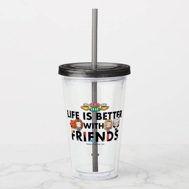 Livet är bättre med VÄNNER™ Chibi-konst Take Away Mugg (Framsida)