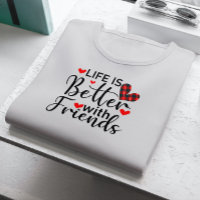 Livet är bättre med vänner, svart typografi