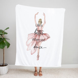 Livet är bättre när du dansar med Rosa Ballerina Fleecefilt