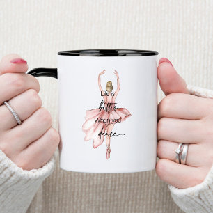 Livet är bättre när du dansar med Rosa Ballerina Mugg