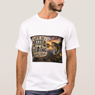 Livet är bättre när du fiskar – Bass Design T Shirt