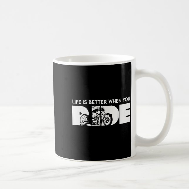 Livet är bättre när du rider Biker Funny Riding Qu Kaffemugg (Höger)