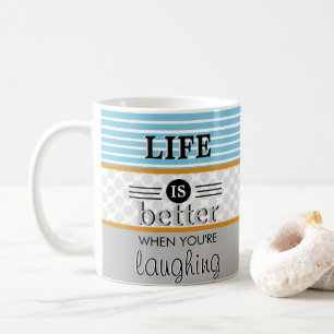 Livet är bättre när du skrattar Monogram Kaffemugg