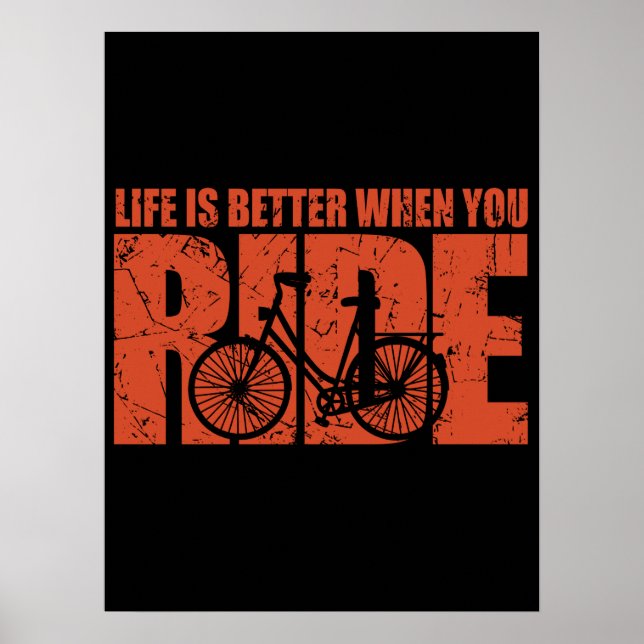 Livet är bättre när du springer - cyklar poster (Framsidan)