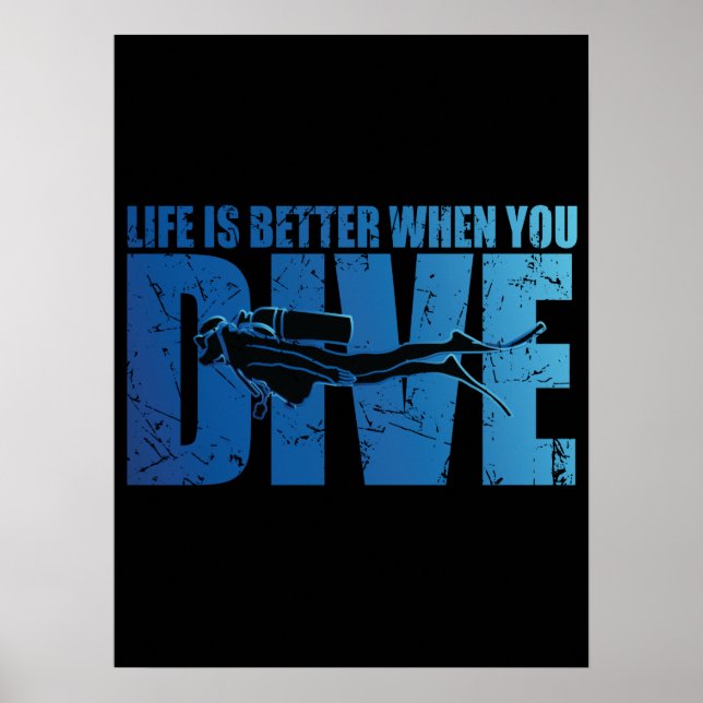 Livet är bättre när man lever - Dyka Poster (Framsidan)
