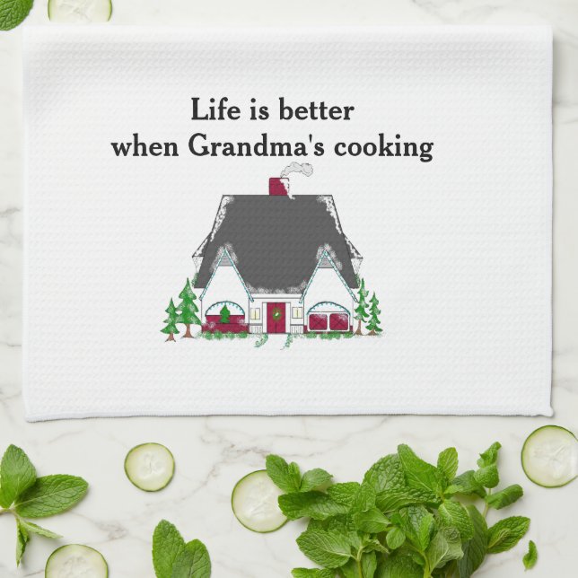 Livet är bättre när mormas kokar kökshandduk (Vikta)