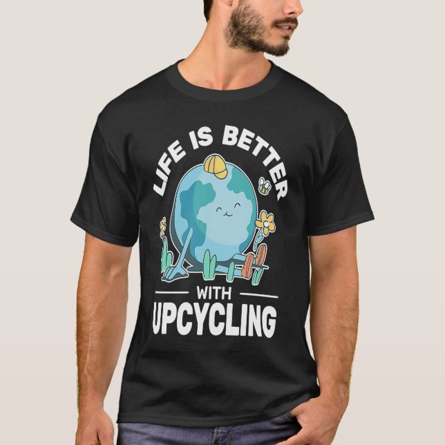 Livet är bättre på att cykla återanvändning av kre t shirt (Framsida)