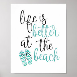 Livet är bättre på Beach Flinflip flops Poster