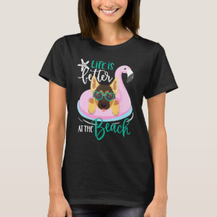 Livet är bättre på Beach Hund German Shepherd T Shirt