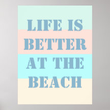 Livet är bättre på Beach Retro-Poster