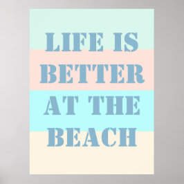 Livet är bättre på Beach Retro-Poster Poster