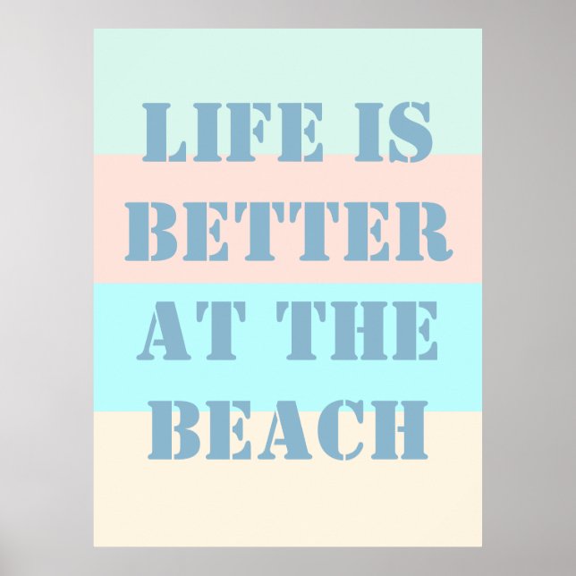 Livet är bättre på Beach Retro-Poster Poster (Framsidan)