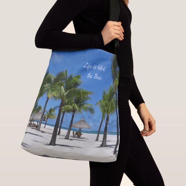 Livet är bättre på Beach Tote Bag Axelväska (Närbild)