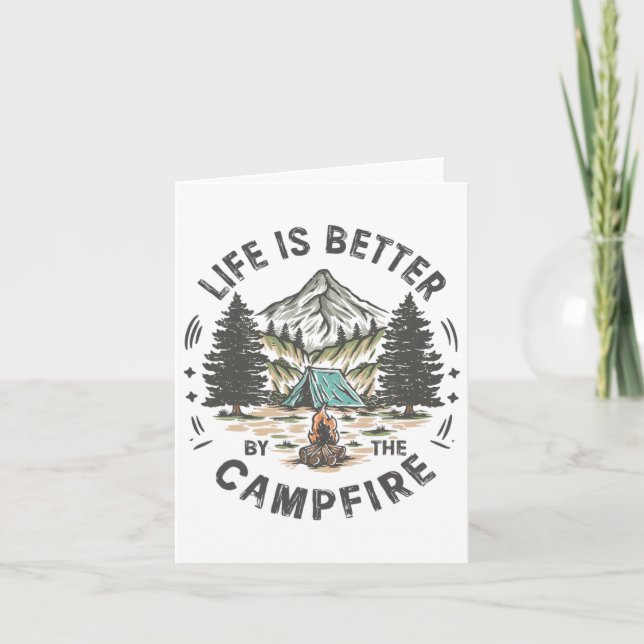 Livet är bättre på Campfire Funny Camp Camping Kort (Framsida)