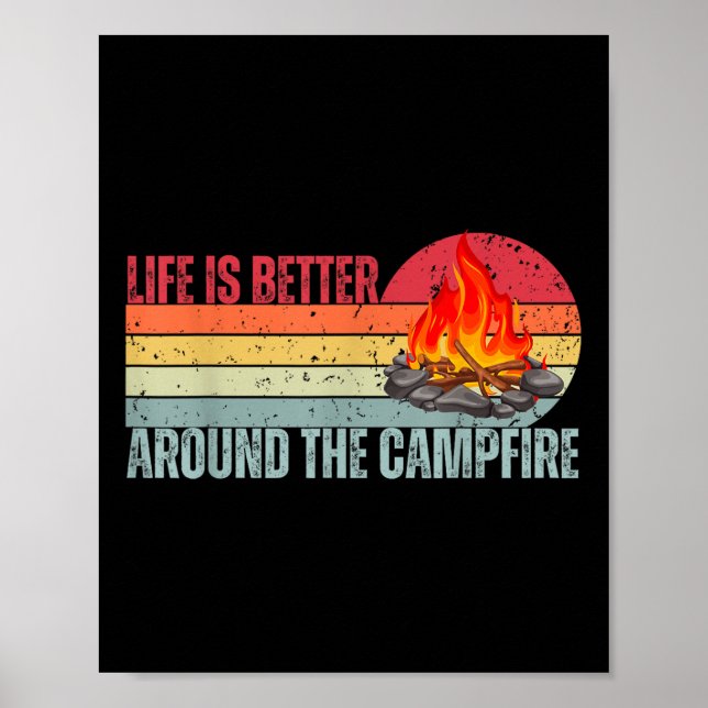 Livet är bättre på Campfire Funny Camper C Poster (Framsidan)