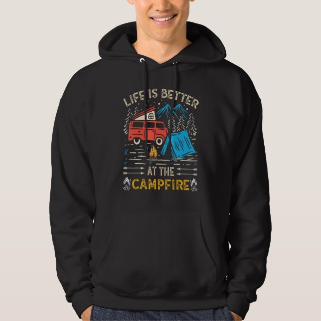 Livet är bättre på Campfire-klotet. Hoodie (Framsida)